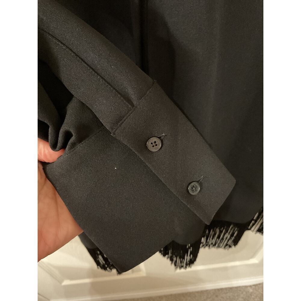 H by Halston Women's Black Fringe Button Down Tunic, L - Picture 9 of 12